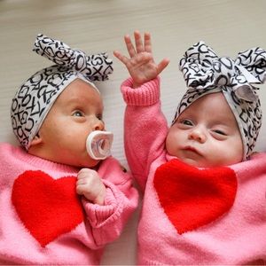 Valentine’s Day baby bow turban preemie size